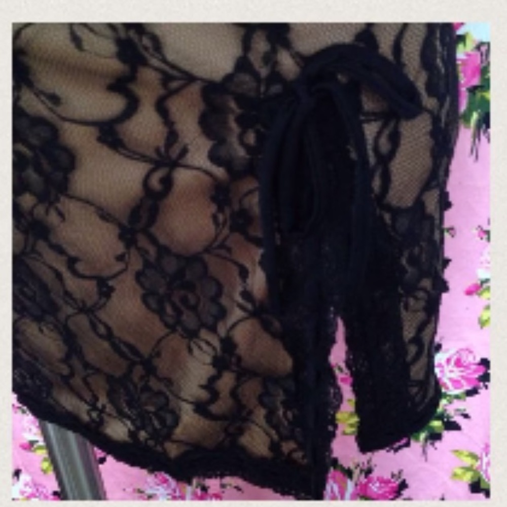 Betsey johnson black lace nude bombshell vixen retro pinup pencil skirt dollbaby